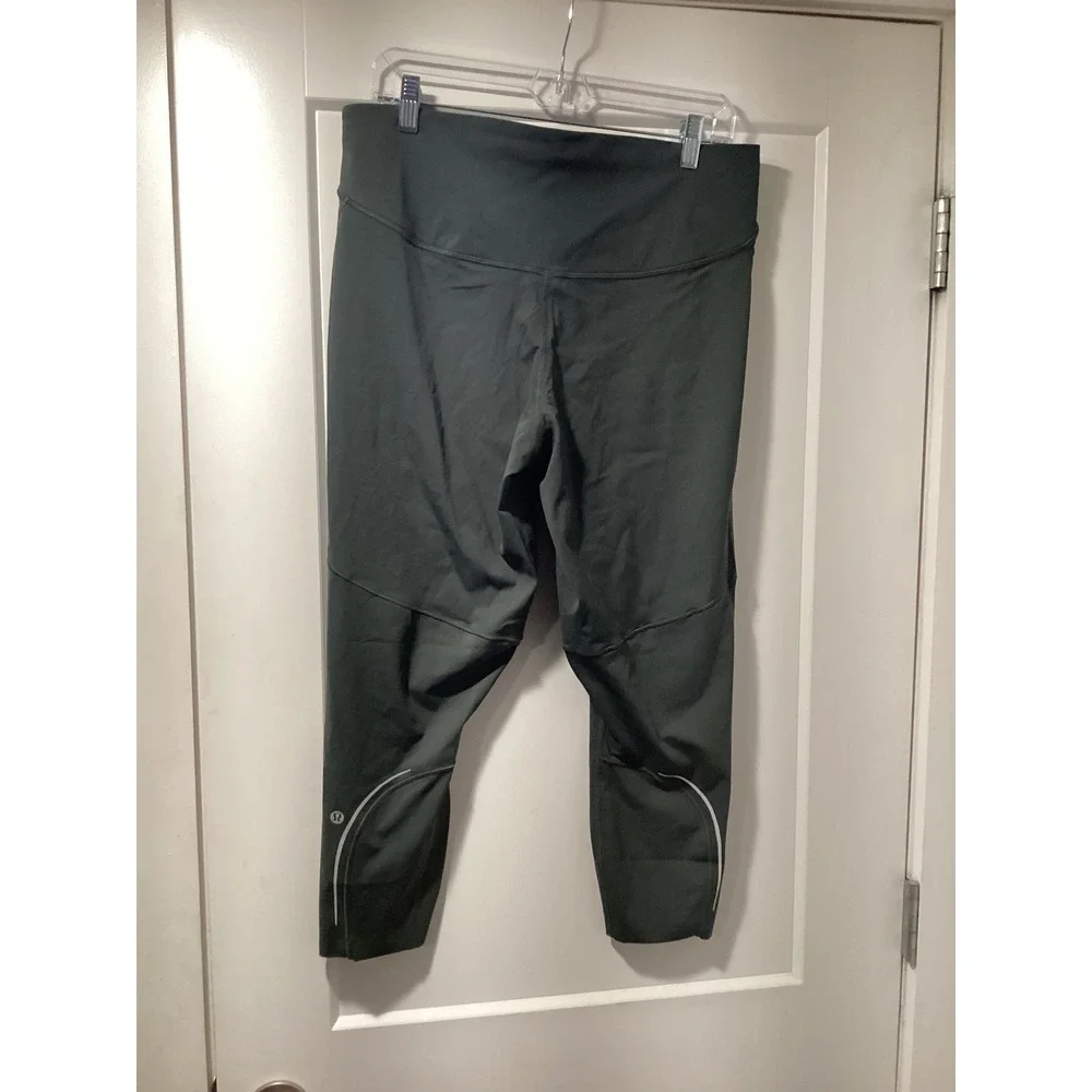 NWOT Lululemon SenseKnit‎ High-Rise Running Crop 23 Dark Forest Green Size 14